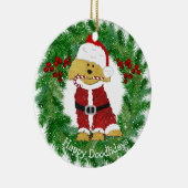 Ornement En Céramique Noël personnalisé Goldendoodle Père Noël (Droite)