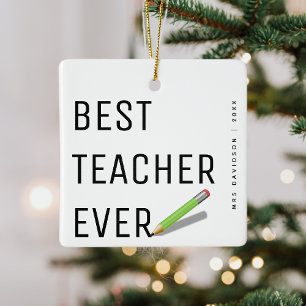 Ornement En Céramique Noël personnalisé moderne "Meilleur enseignant jam
