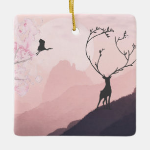 Ornement En Céramique Noël personnel de la faune de la montagne japonais