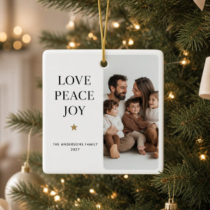 Ornement En Céramique Noël Photo de Famille Personnalisé Amour Paix Joie