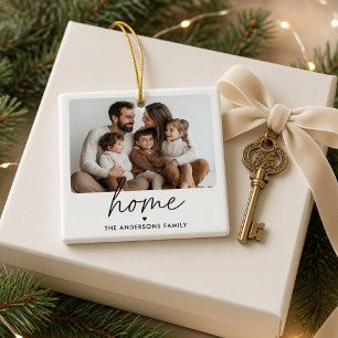 Ornement En Céramique Noël Photo de famille personnalisée Maison