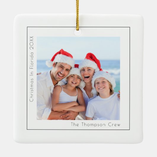 Ornement En Céramique Noël photo simple en Floride Année (Dos)