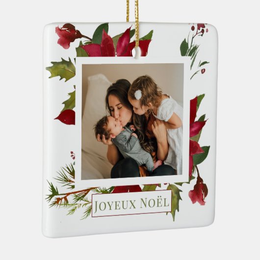 Ornement En Céramique Noël Poinsettia Joyeux Noël (Droite)