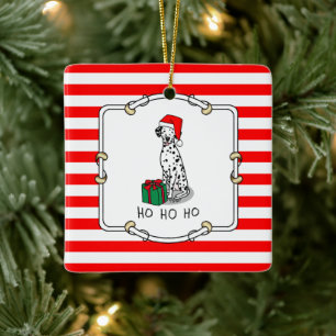 Ornement En Céramique Noël Santa Hat Chien dalmate (noir 1) mignonne