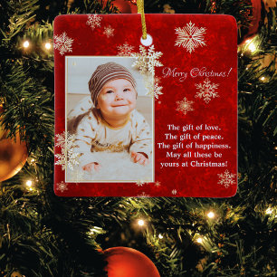 Ornement En Céramique Noël snowflics voeux photo