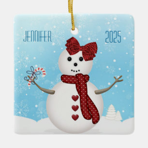 Ornement En Céramique Noël Snowgirl