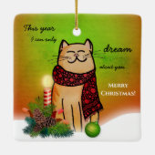 Ornement En Céramique Noël solitaire sans toi, douce chatte (Dos)