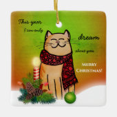 Ornement En Céramique Noël solitaire sans toi, douce chatte (Devant)