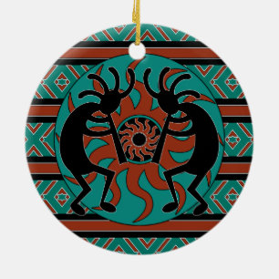 Ornement En Céramique Noël tribal de sud-ouest de Kokopelli de turquois