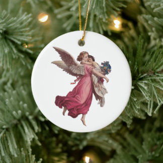 Ornement En Céramique Noël vintage, Ange victorien Guardian