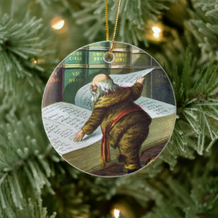 Ornement En Céramique Noël vintage, Père Noël Liste des enfants sages et
