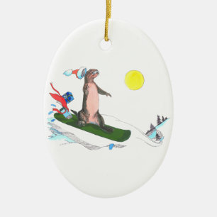 Ornement En Céramique Noël Whimsical Alaska Faune Ovale Ornament