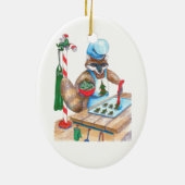 Ornement En Céramique Noël Whimsical Faune Chef Oval Ornament (Dos)