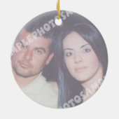 Ornement En Céramique Noir blanc damassé rouge coeur mariage Enregistrer (Dos)