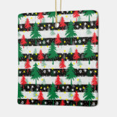 Ornement En Céramique Noir Blanc Stripes Neiges Rouge Vert Arbres (Gauche)