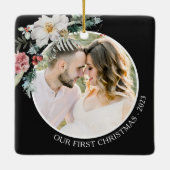 Ornement En Céramique Noir Botanique Premier Noël (Dos)