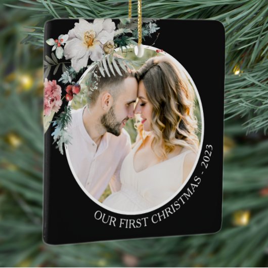 Ornement En Céramique Noir Botanique Premier Noël