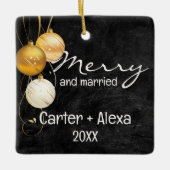 Ornement En Céramique Noir cuir Premier Noël Marié (Devant)