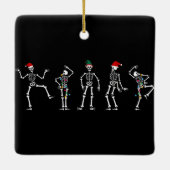 Ornement En Céramique Noir et Blanc Danser Noël Squelette (Dos)