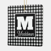 Ornement En Céramique Noir et blanc Nom du monogramme plaqué Noël (Gauche)