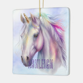 Ornement En Céramique Nom de la licorne rose pourpre (Gauche)