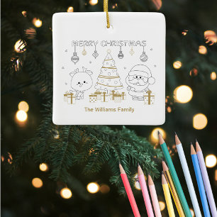 Ornement En Céramique Nom de la photo de Noël Coloriage unique mignon pe