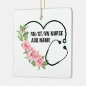 Ornement En Céramique Nom de l'infirmière étudiante-inscrite-ancienne (Gauche)