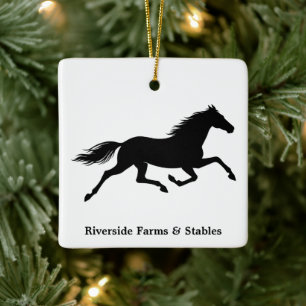 Ornement En Céramique Nom d'écurie de cheval équestre Blanc