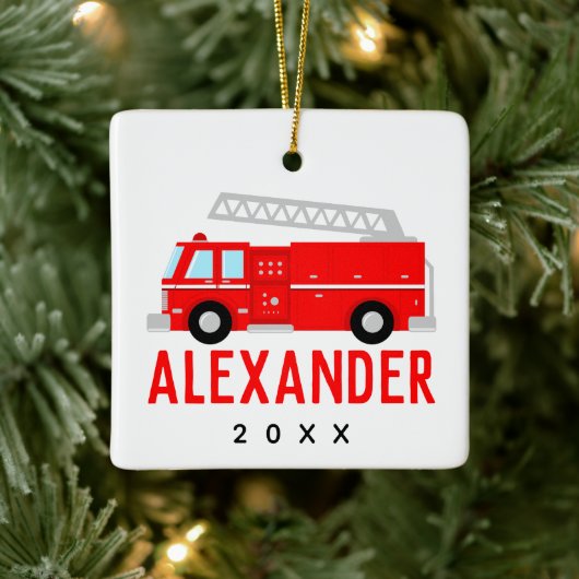 Ornement En Céramique Nom du camion d'incendie (Arbre)