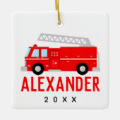 Ornement En Céramique Nom du camion d'incendie (Devant)