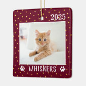 Ornement En Céramique Nom du chat personnalisé Cute Année Fêtes Empreint (Gauche)