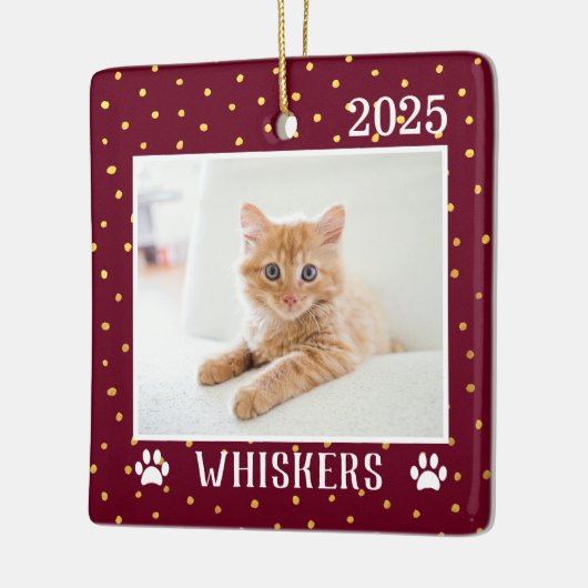 Ornement En Céramique Nom du chat personnalisé Cute Année Fêtes Empreint (Gauche)