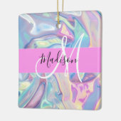 Ornement En Céramique Nom du monogramme d'iridescendance rose-fille (Gauche)