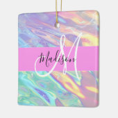 Ornement En Céramique Nom du monogramme d'iridescendance rose-fille (Gauche)