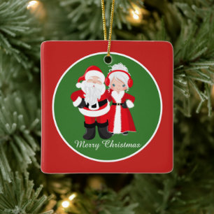 Ornement En Céramique Nom Festive M. Mme Claus Holiday