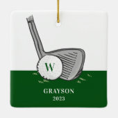 Ornement En Céramique Nom initial de golf (Dos)