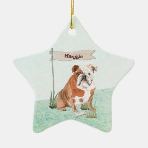 Ornement En Céramique Nom personnalisé Anglais Bulldog Pet Chien