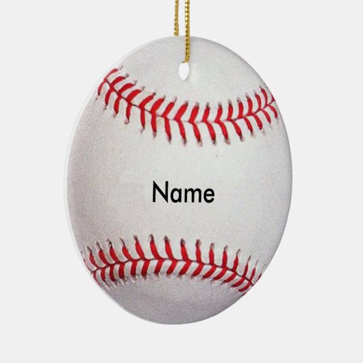Ornement En Céramique Nom personnalisé Baseball Noël Ornament (Droite)