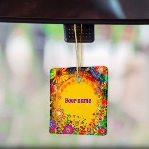 Ornement En Céramique Nom personnalisé Floral Jaune Inspirivité