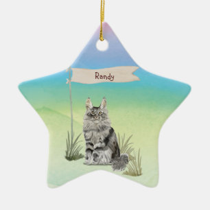 Ornement En Céramique Nom Personnalisé Maine Coon Pet