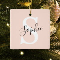 Nom personnalisé moderne Monogram Pastel Rose