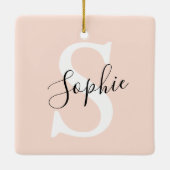 Ornement En Céramique Nom personnalisé moderne Monogram Pastel Rose (Dos)