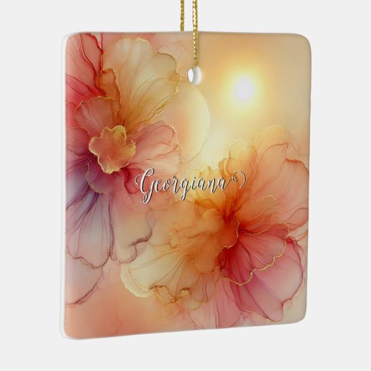 Ornement En Céramique Nom personnalisé Pêcher framboise Floral Alcool En (Droite)