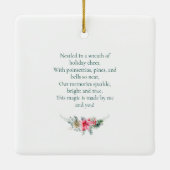 Ornement En Céramique Nom Poinsettia Red Green Wreath Christmas Poésie (Dos)