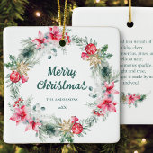 Ornement En Céramique Nom Poinsettia Red Green Wreath Christmas Poésie