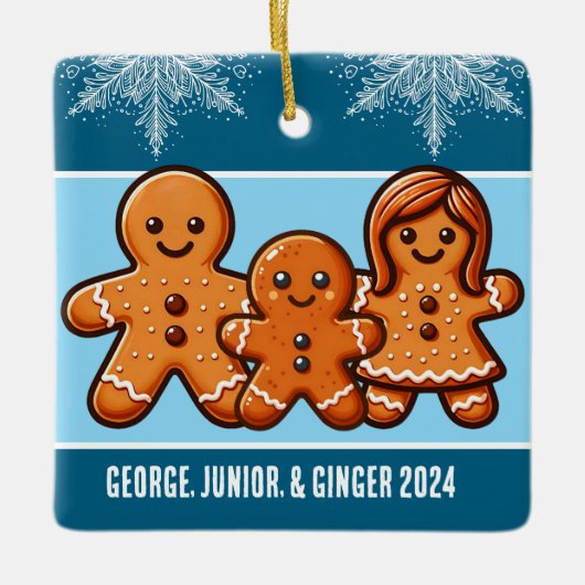 Ornement En Céramique Noms de famille personnalisés Gingerbread Cookie (Devant)