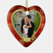 Ornement En Céramique Nos premiers Noël Ensemble Rouge Gold Photo Xmas (Droite)