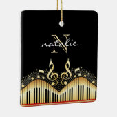 Ornement En Céramique Notes Gold Music Et Clavier (Droite)