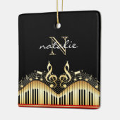 Ornement En Céramique Notes Gold Music Et Clavier (Gauche)