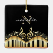 Ornement En Céramique Notes Gold Music Et Clavier (Dos)
